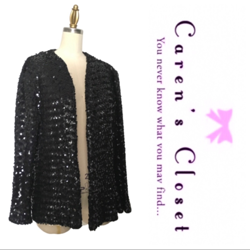 Vintage Black Sequin Cardigan Sweater